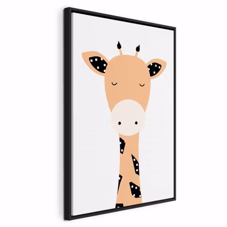 Canvastavla med ram - Funny giraffe vertical