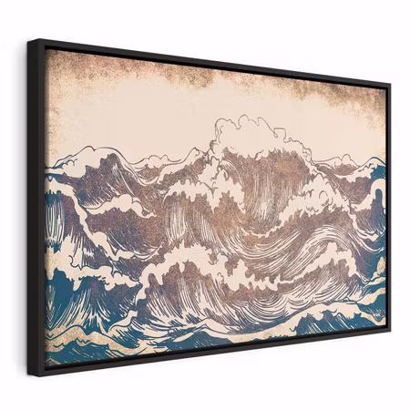 Canvastavla med ram - Giant waves