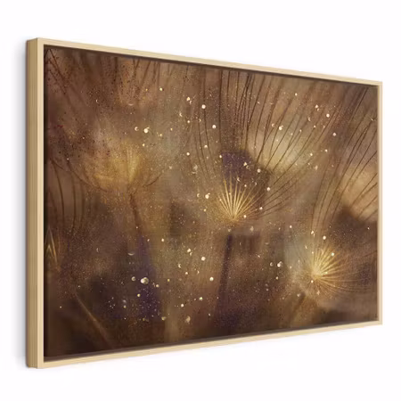 Canvastavla med ram - Golden dandelions wide
