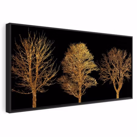 Canvastavla med ram - Golden forest wide
