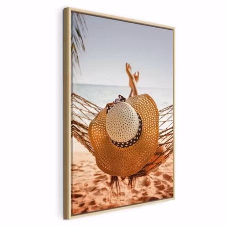 Canvastavla med ram - Hammock on the beach
