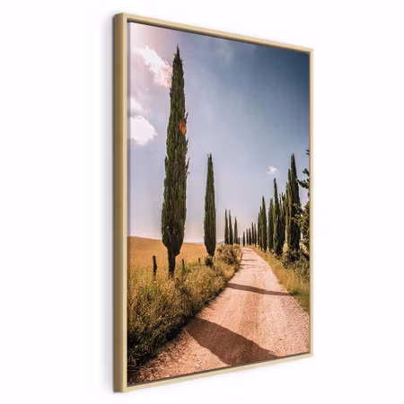 Canvastavla med ram - Italian cypresses vertical