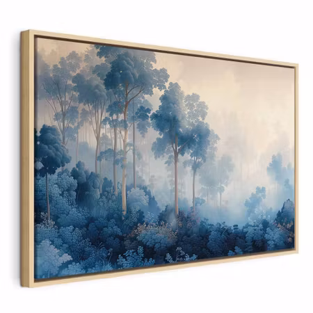Canvastavla med ram - Landscape with trees in
