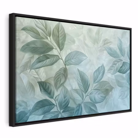 Canvastavla med ram - Large leaves in shades of