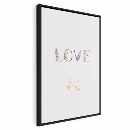 Canvastavla med ram - Love is strength vertical