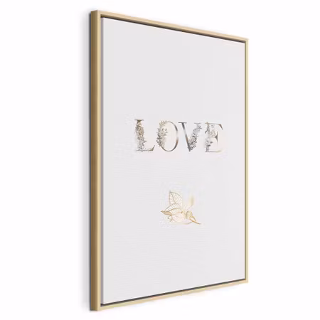 Canvastavla med ram - Love is strength vertical