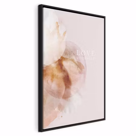 Canvastavla med ram - Love yourself vertical