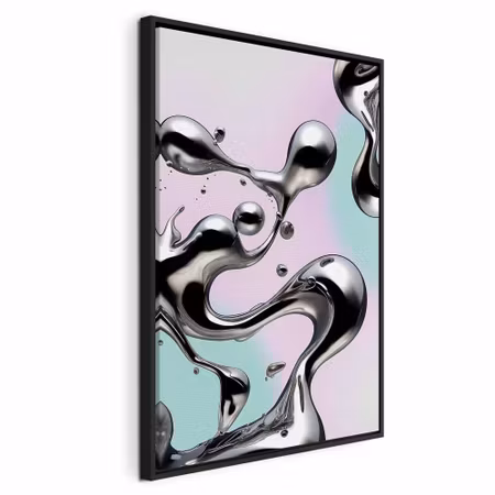 Canvastavla med ram - Metallic fluidity abstract
