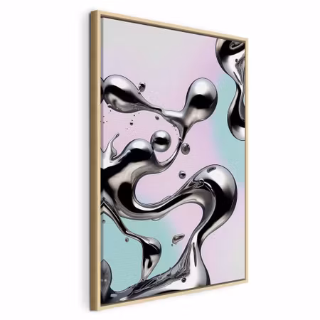 Canvastavla med ram - Metallic fluidity abstract