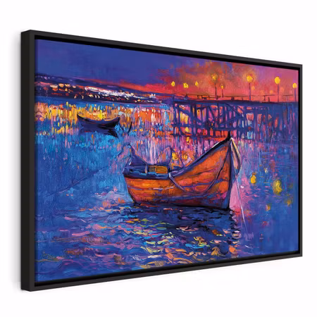 Canvastavla med ram - Modern impressionism night
