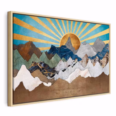 Canvastavla med ram - Morning in the mountains