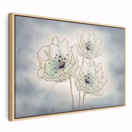 Canvastavla med ram - Ocean flowers wide