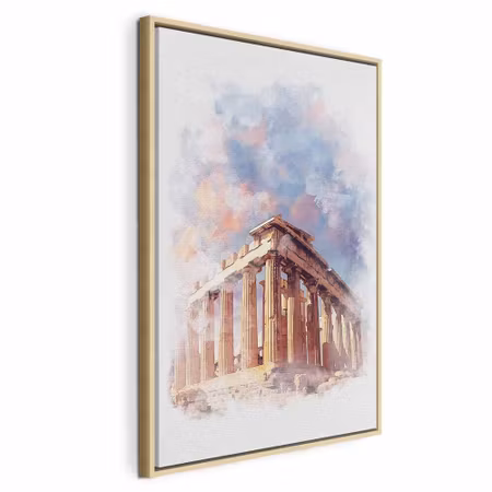 Canvastavla med ram - Painted parthenon vertical