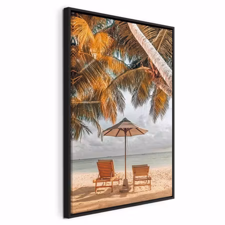 Canvastavla med ram - Palm umbrella vertical
