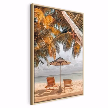Canvastavla med ram - Palm umbrella vertical