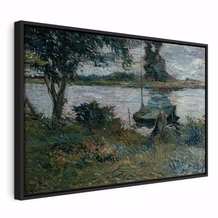 Canvastavla med ram - Paul gauguin flußufer
