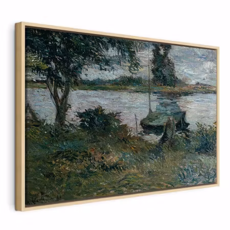 Canvastavla med ram - Paul gauguin flußufer