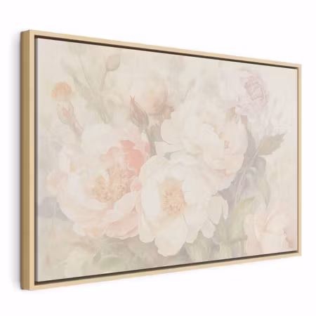 Canvastavla med ram - Peonies in the mist
