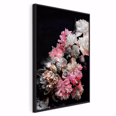 Canvastavla med ram - Peony charm colorful bouquet