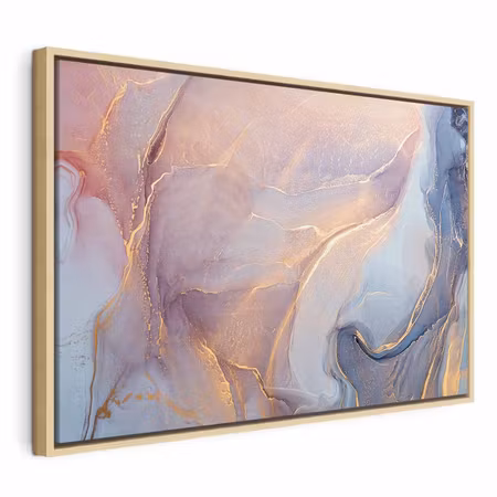 Canvastavla med ram - Pink and blue marble