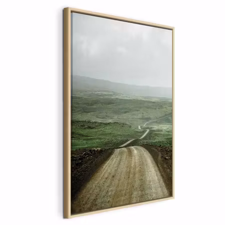 Canvastavla med ram - Road across the plains