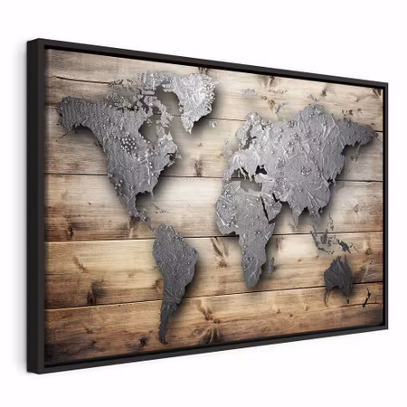 Canvastavla med ram - Silver world