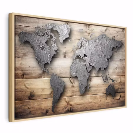 Canvastavla med ram - Silver world