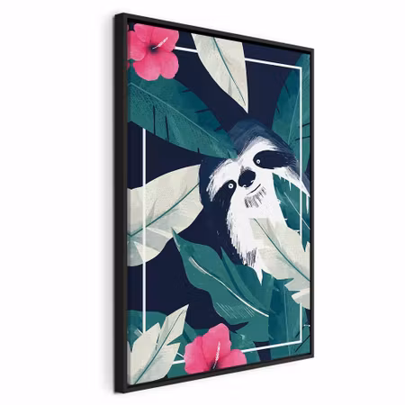 Canvastavla med ram - Sloth in the tropics