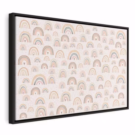 Canvastavla med ram - Spring pastel rainbows with