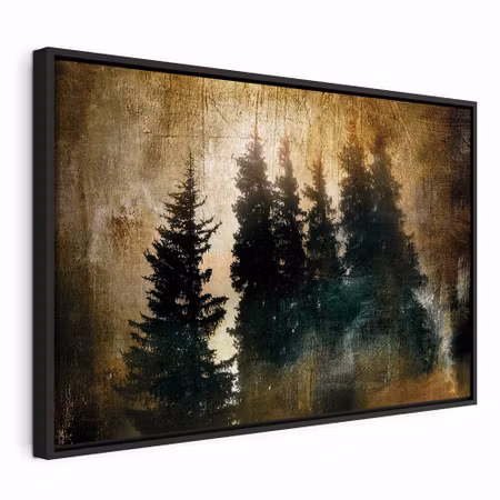 Canvastavla med ram - Stately spruces wide