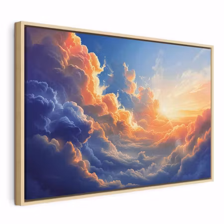 Canvastavla med ram - Sunset over a cloudy sea a