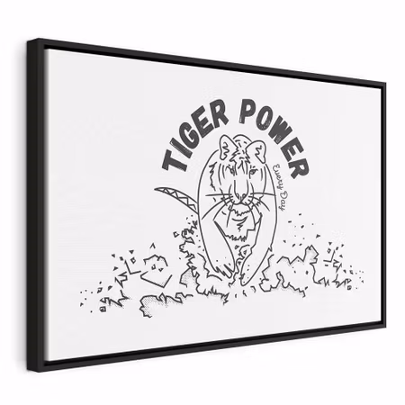 Canvastavla med ram - Tiger power wide
