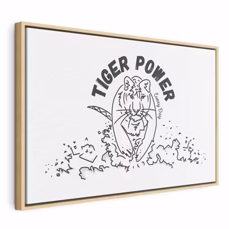 Canvastavla med ram - Tiger power wide