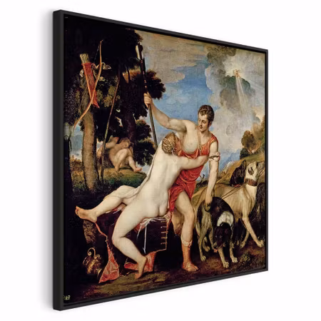 Canvastavla med ram - Titian venus and adonis