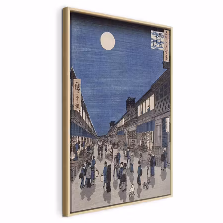 Canvastavla med ram - Utagawa hiroshige night time