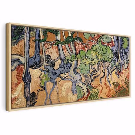 Canvastavla med ram - Vincent van gogh tree roots