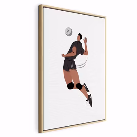 Canvastavla med ram - Volleyball player on a white