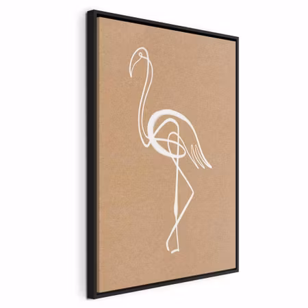Canvastavla med ram - White flamingo vertical