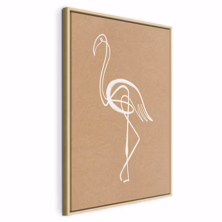 Canvastavla med ram - White flamingo vertical