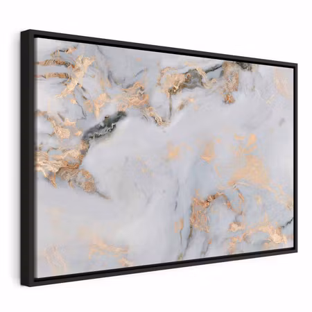 Canvastavla med ram - White stone elegant marble