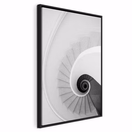 Canvastavla med ram - White stairs vertical