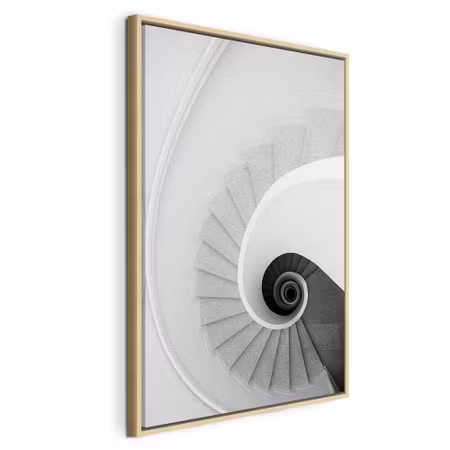 Canvastavla med ram - White stairs vertical