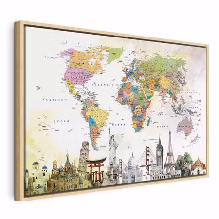 Canvastavla med ram - Wonders of the world wide