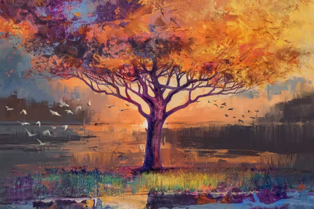 Canvastavla - Autumn sketches part wide