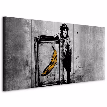 Canvastavla - Banksy monkey with frame