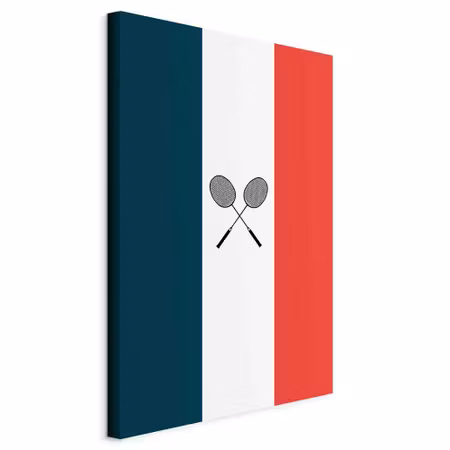 Canvastavla - Black badminton rackets against the