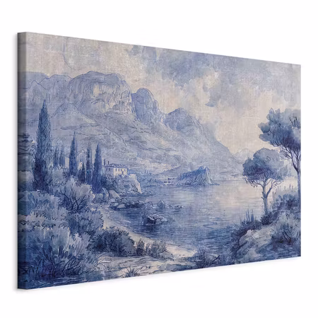 Canvastavla - Blue bay italian landscape of lake