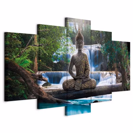 Canvastavla - Buddha and waterfall
