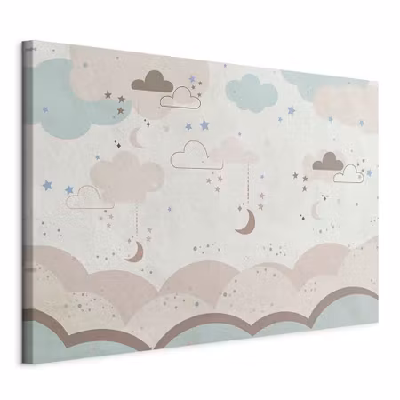 Canvastavla - Cloudy night sky moons in brown and