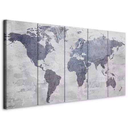 Canvastavla - Concrete world map parts narrow